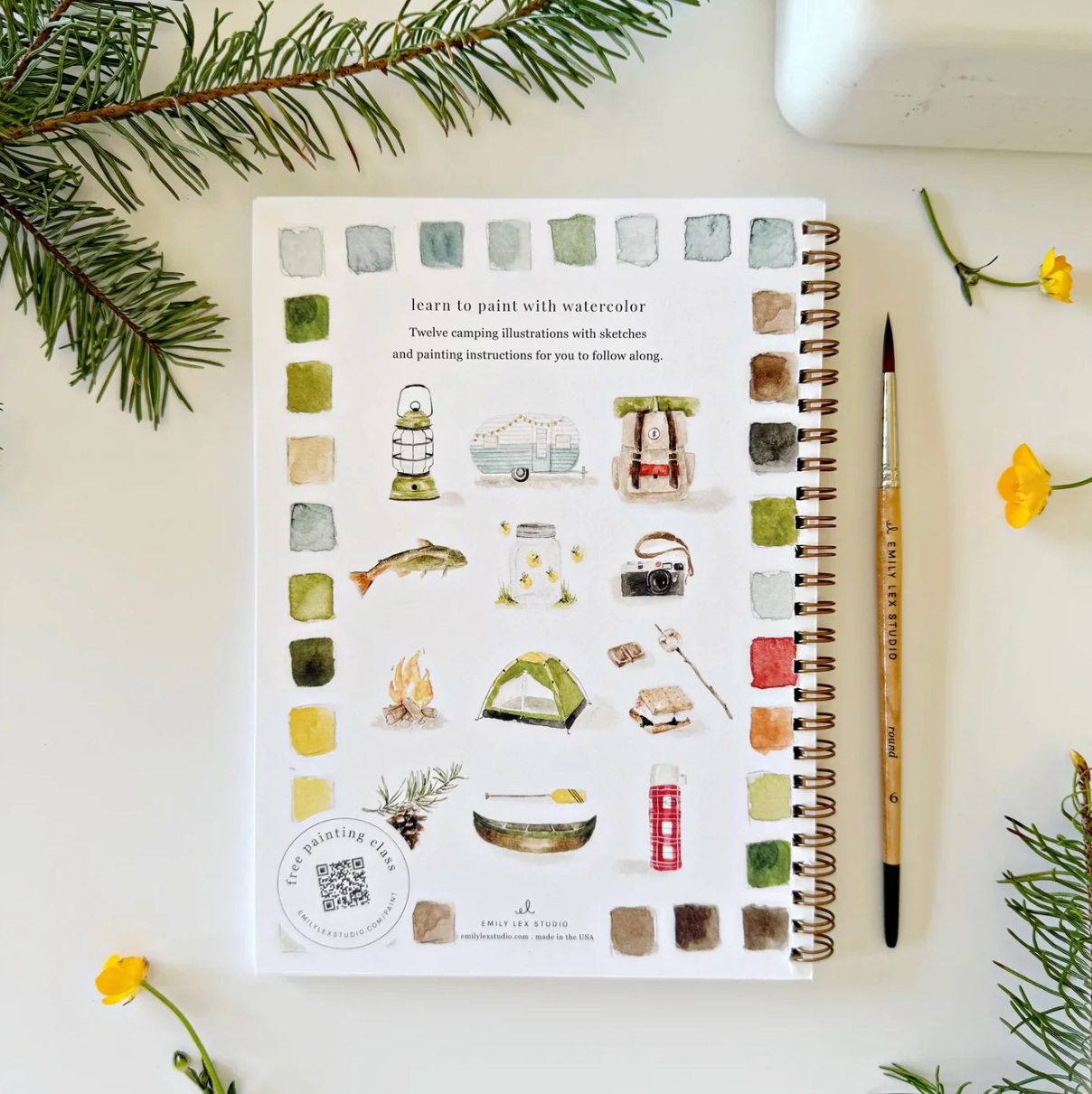 Camping Watercolor Workbook by Emily Lex Studio