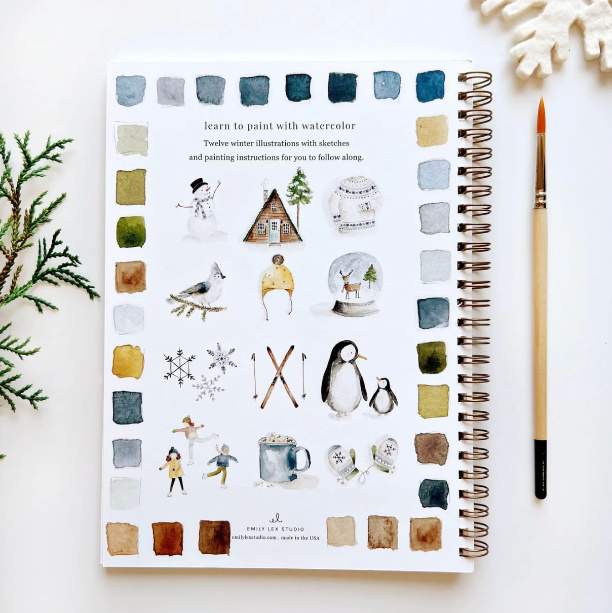 Winter Watercolor Workbook by Emily Lex Studio