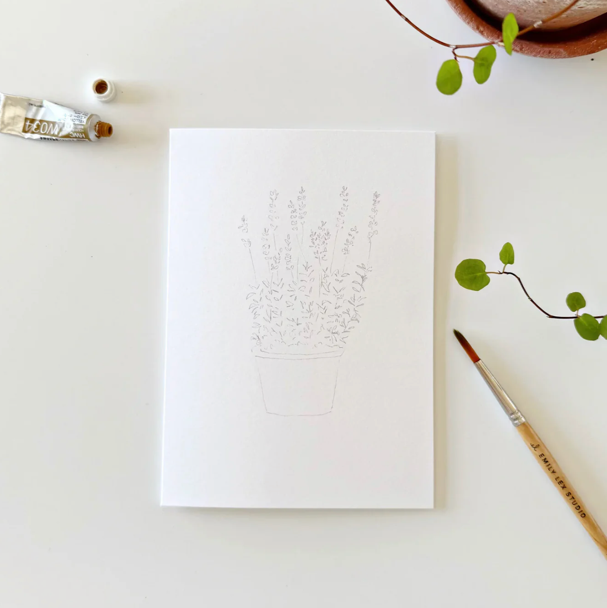 Garden Flowers Paintable Watercolor Notecard Set by Emily Lex Studio