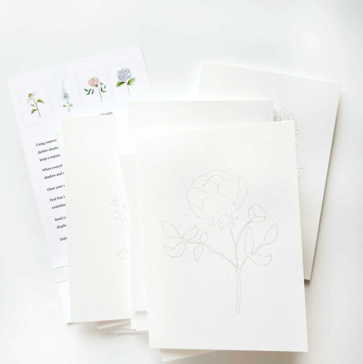 Garden Flowers Paintable Watercolor Notecard Set by Emily Lex Studio