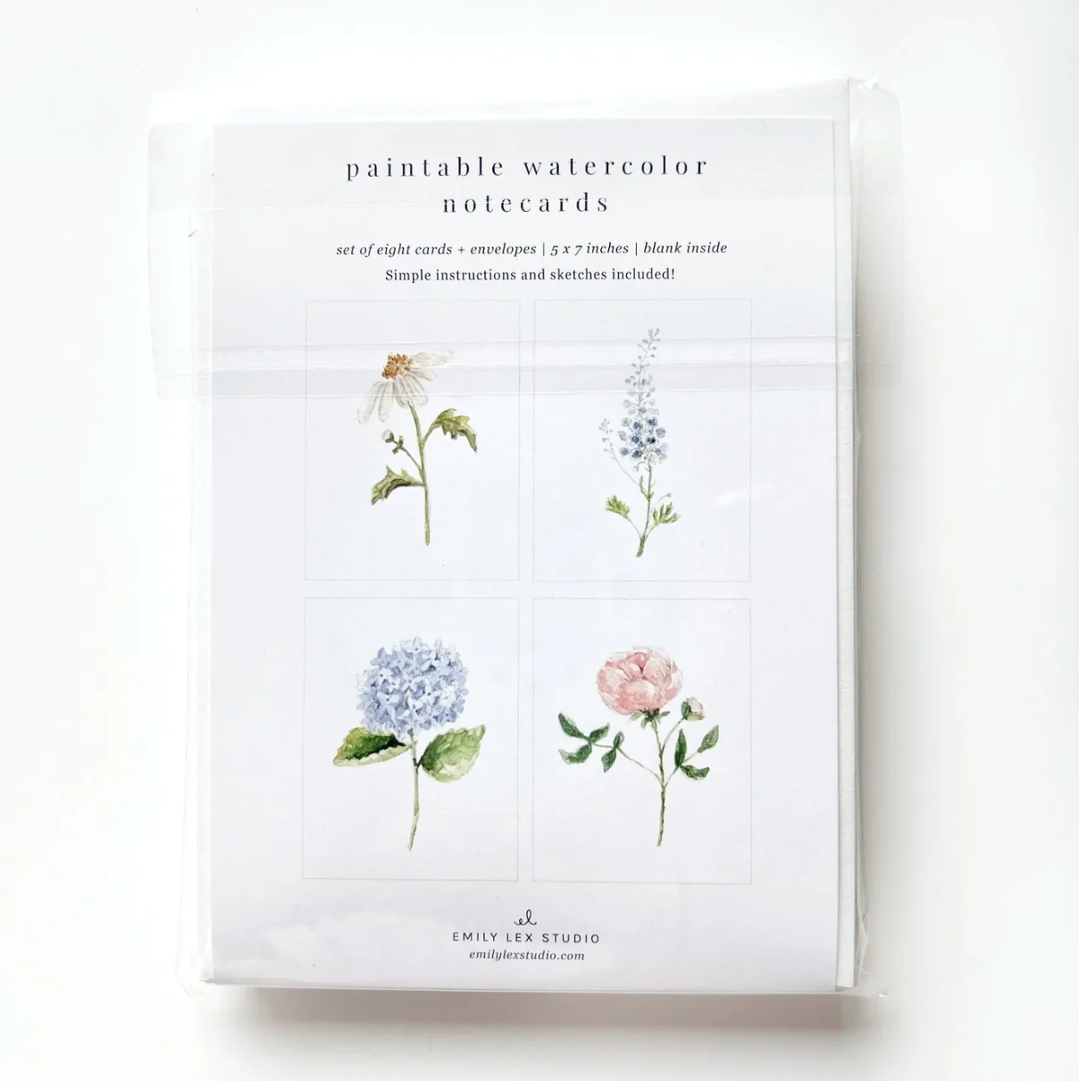 Garden Flowers Paintable Watercolor Notecard Set by Emily Lex Studio