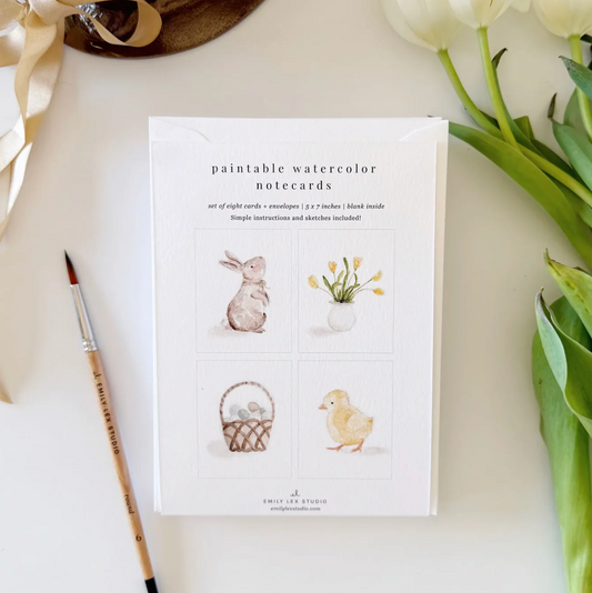 Easter Paintable Watercolor Notecard Set by Emily Lex Studio