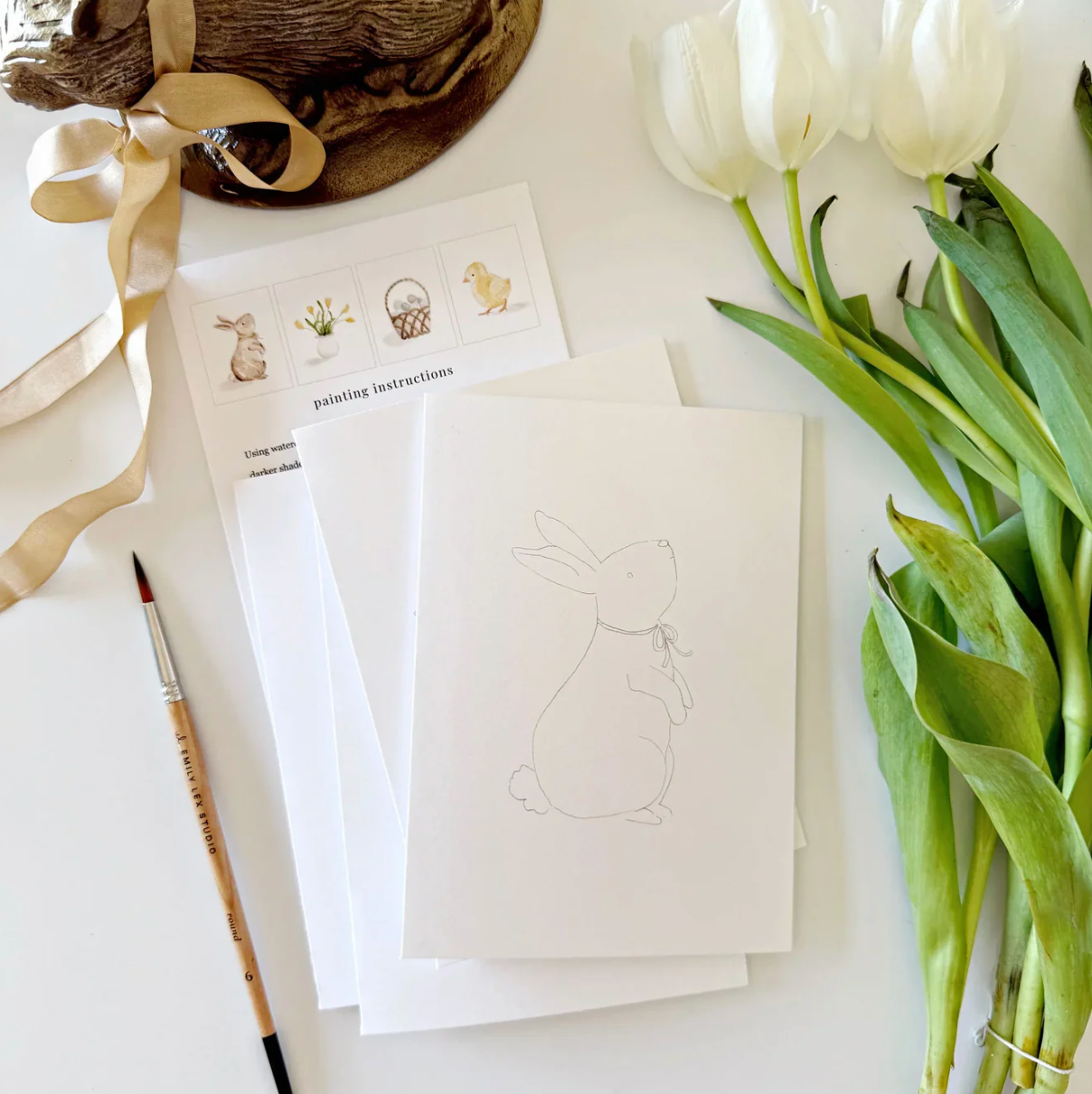Easter Paintable Watercolor Notecard Set by Emily Lex Studio