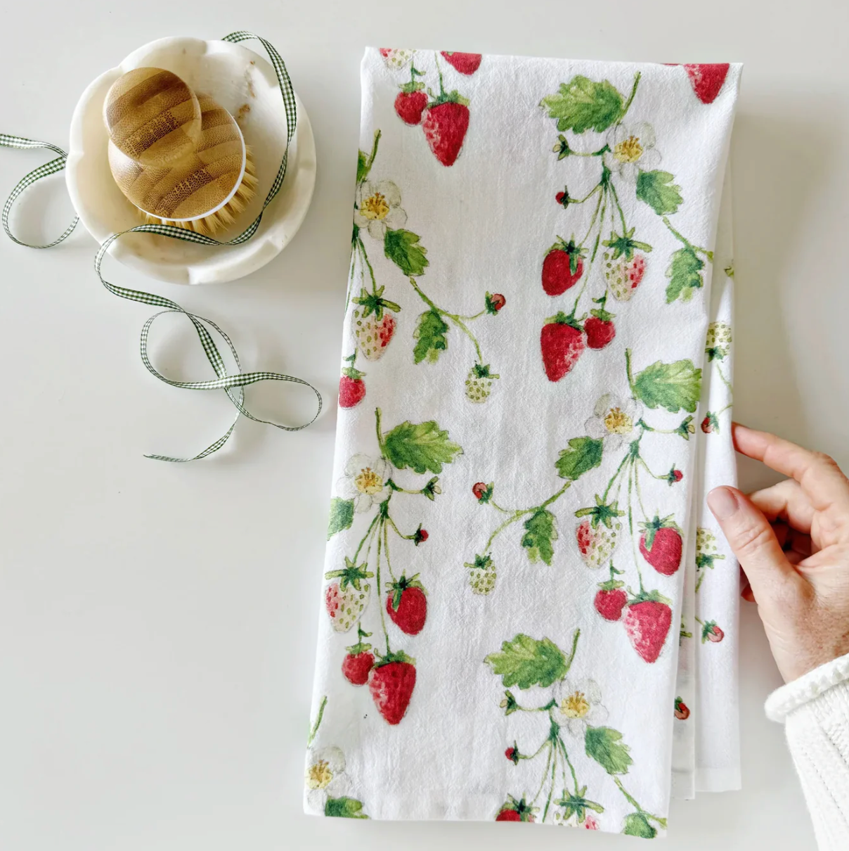 Strawberry Cotton Tea Towel by Emily Lex Studio