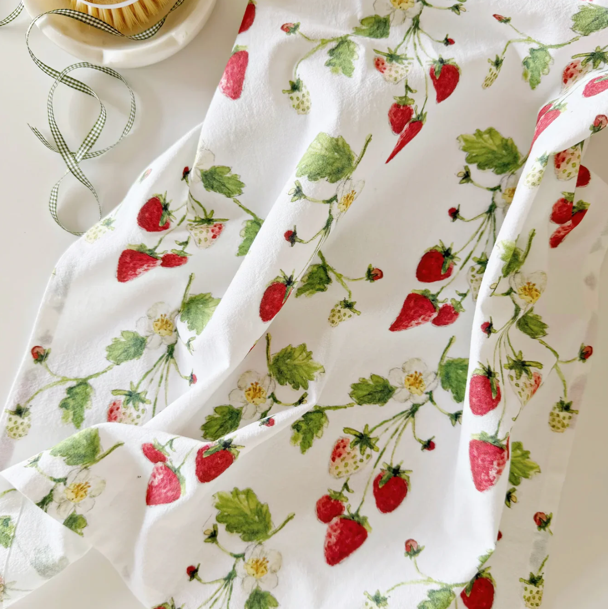 Strawberry Cotton Tea Towel by Emily Lex Studio