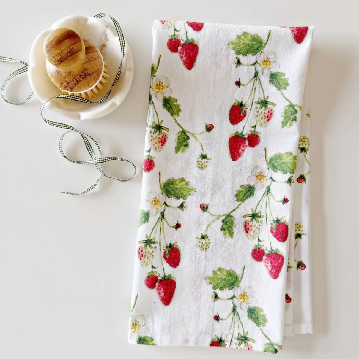 Strawberry Cotton Tea Towel by Emily Lex Studio