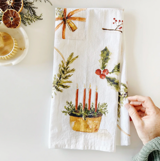 Yuletide Cotton Tea Towel by Emily Lex Studio