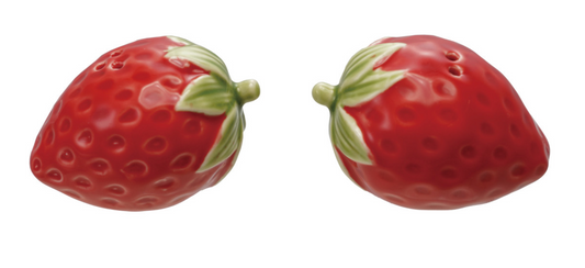 Hand-Painted Strawberry Shaped Salt & Pepper Shakers (Set of 2)