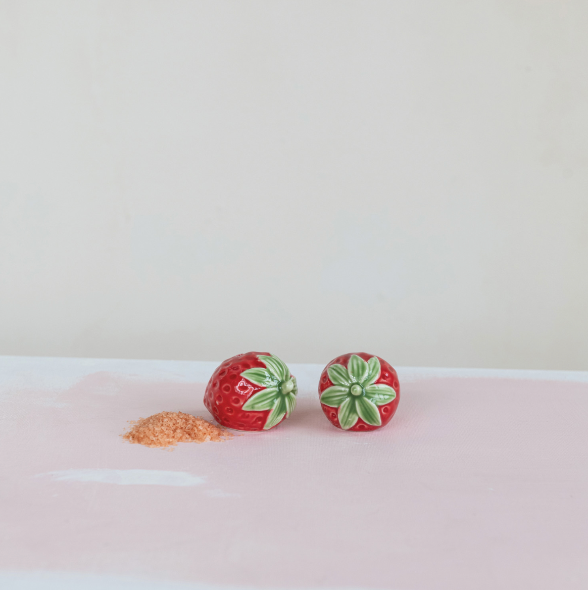 Hand-Painted Strawberry Shaped Salt & Pepper Shakers (Set of 2)