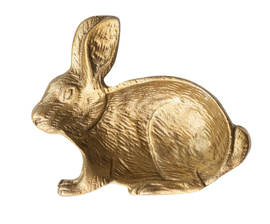 Cast Aluminum Rabbit Shaped Dish w/ Gold Finish
