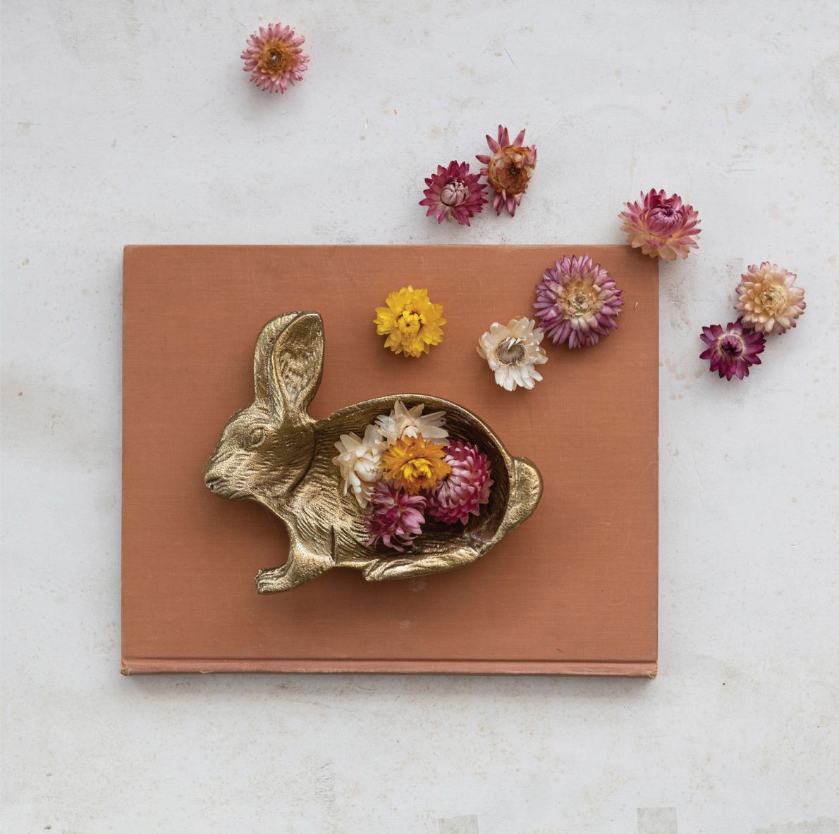 Cast Aluminum Rabbit Shaped Dish w/ Gold Finish