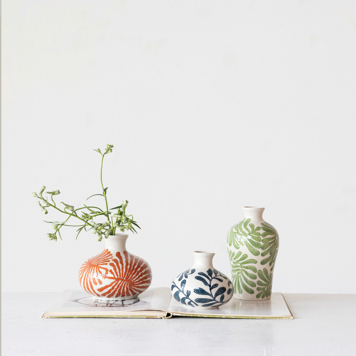 Hand-Painted Stoneware Vase w/ Abstract Design - 4”