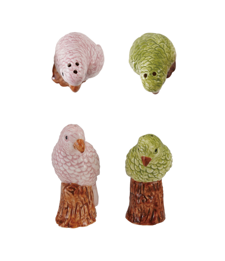 Hand-Painted Stoneware Parrot Shaped Salt & Pepper Shakers (Set of 2)