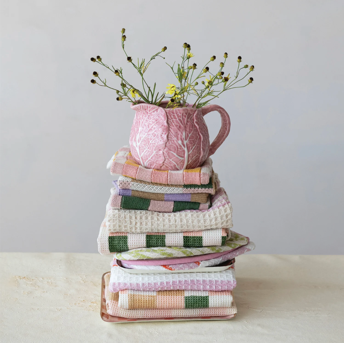 Stoneware Cabbage Shaped Creamer, Pink