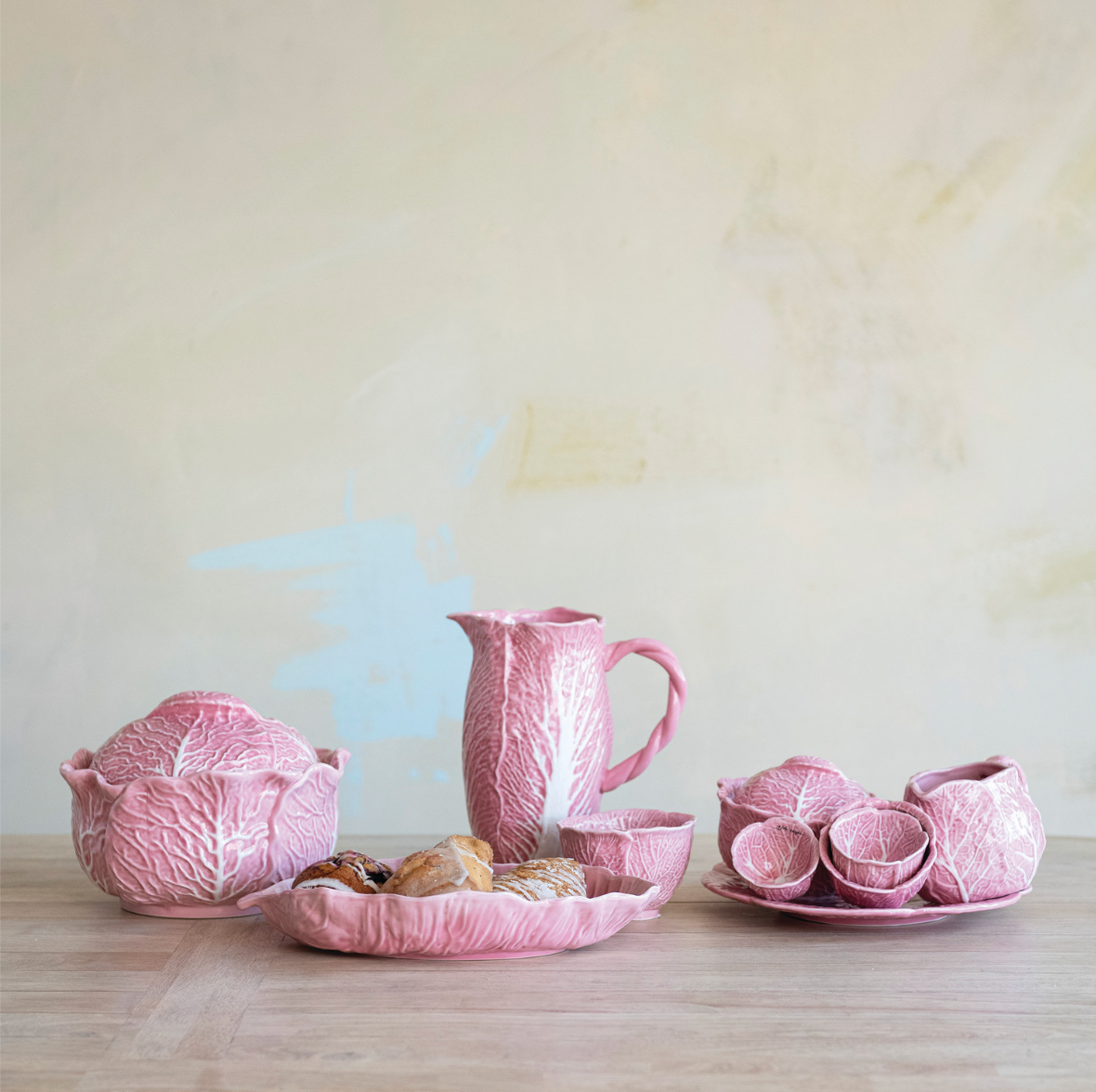 Stoneware Cabbage Shaped Creamer, Pink