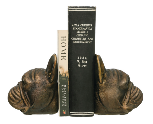Dog Head Bookends w/ Antique Finish (Set of 2)
