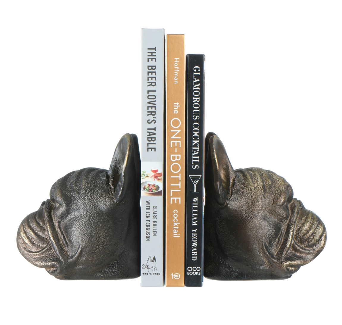 Dog Head Bookends w/ Antique Finish (Set of 2)