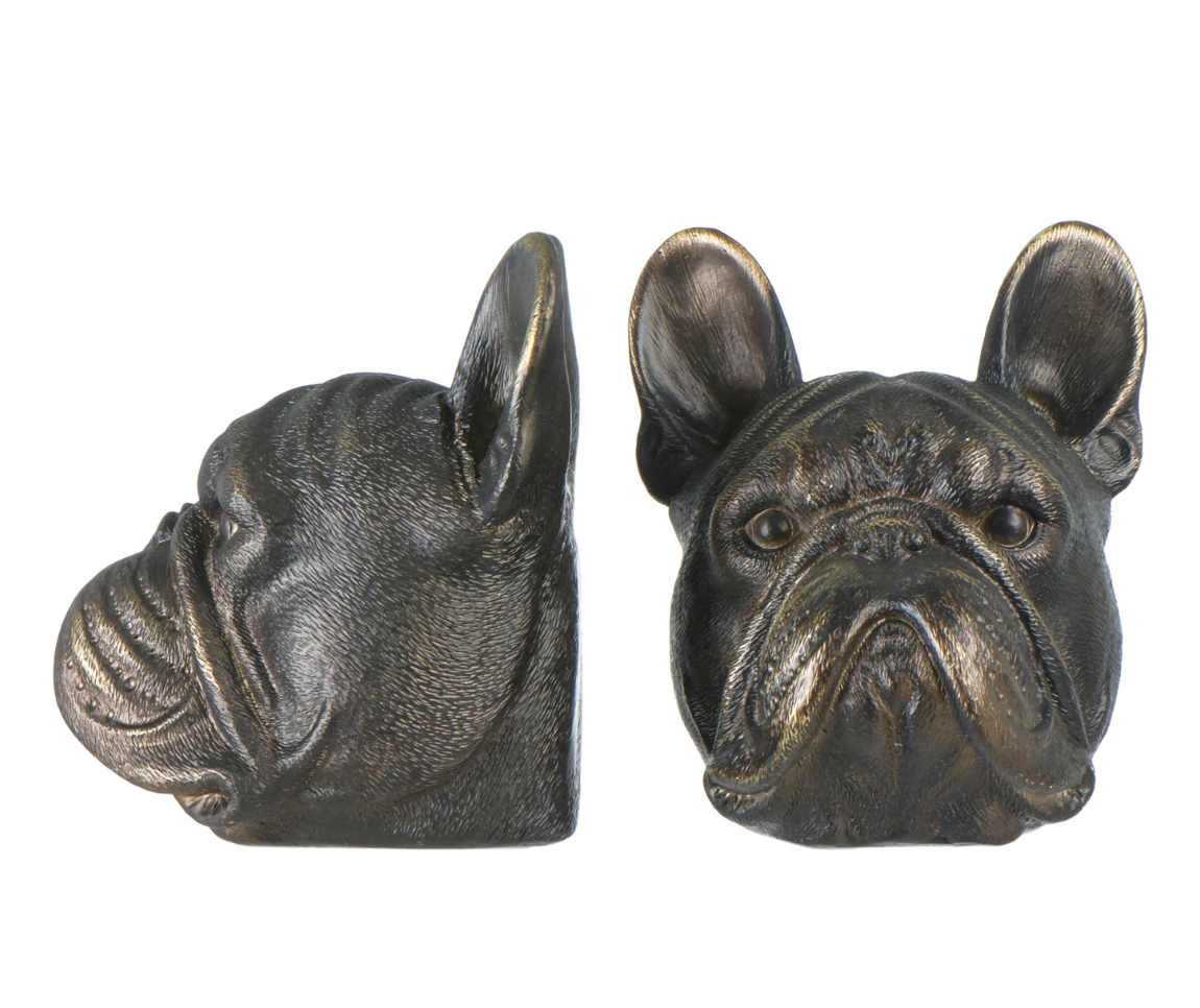 Dog Head Bookends w/ Antique Finish (Set of 2)