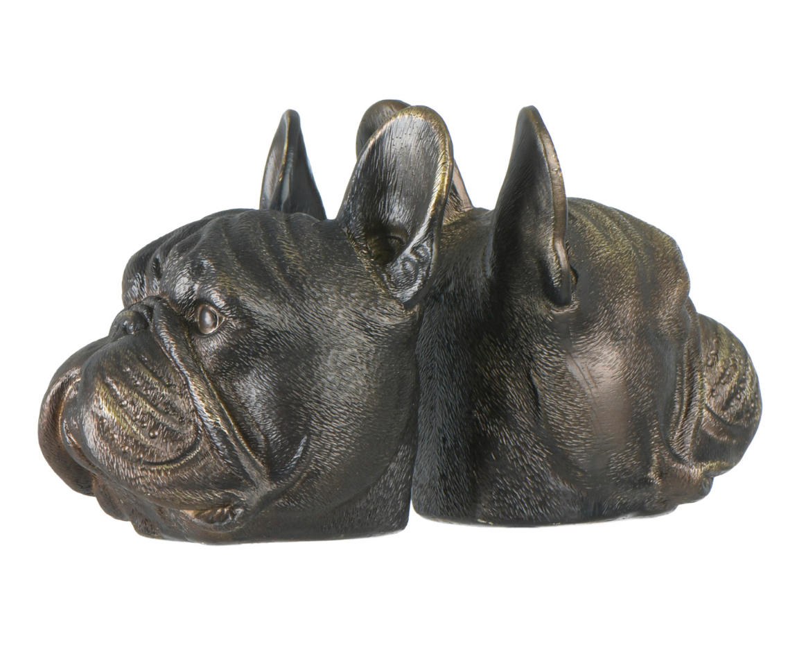 Dog Head Bookends w/ Antique Finish (Set of 2)