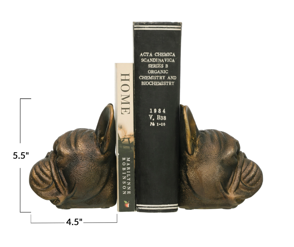 Dog Head Bookends w/ Antique Finish (Set of 2)