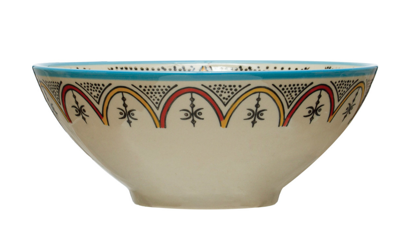 Hand-Painted Stoneware Bowl w/ Pattern