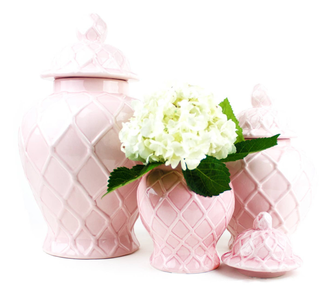 Pink Large Textured Ginger Jar
