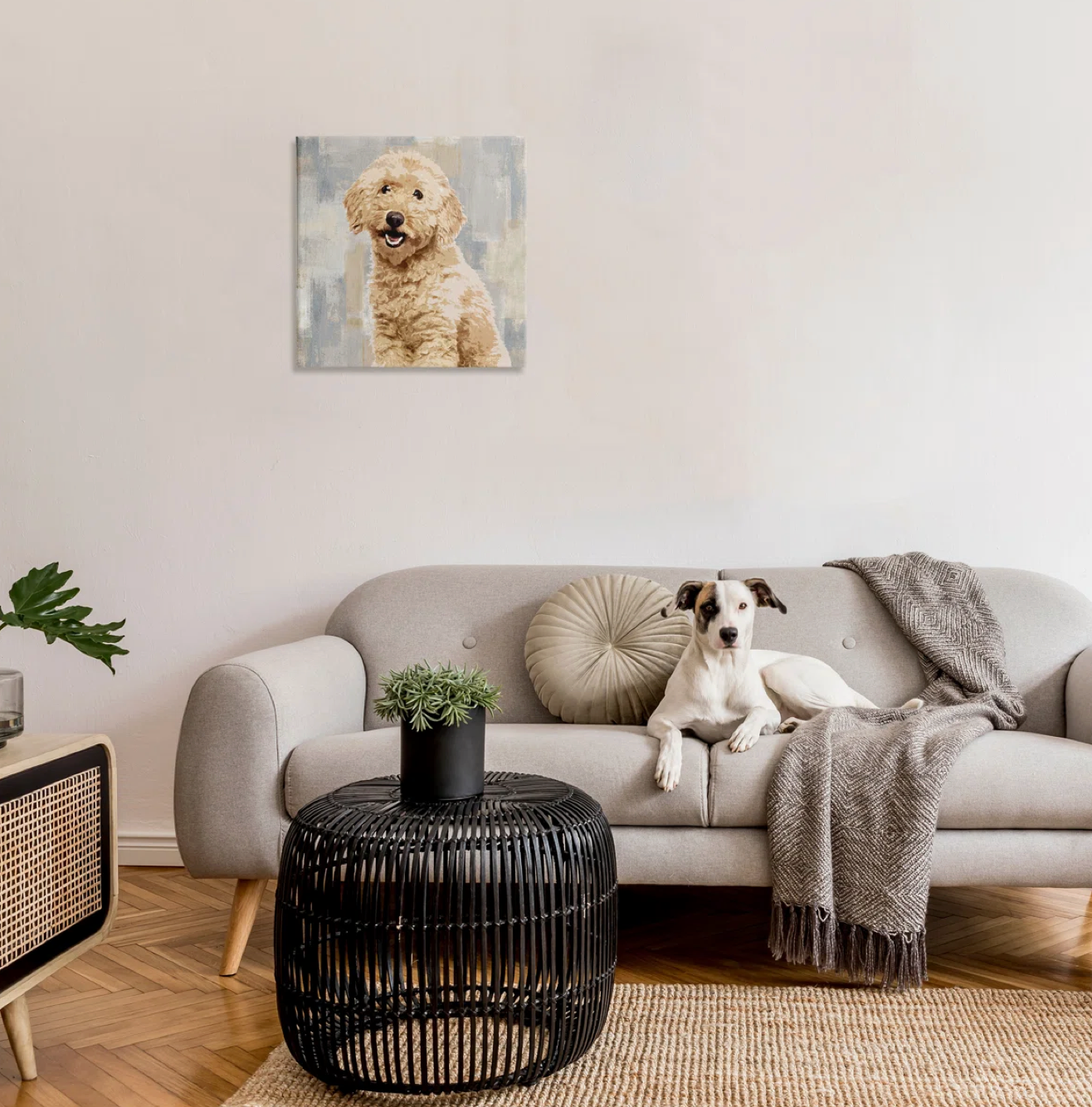 Smiling Labradoodle Wall Art 12x12"