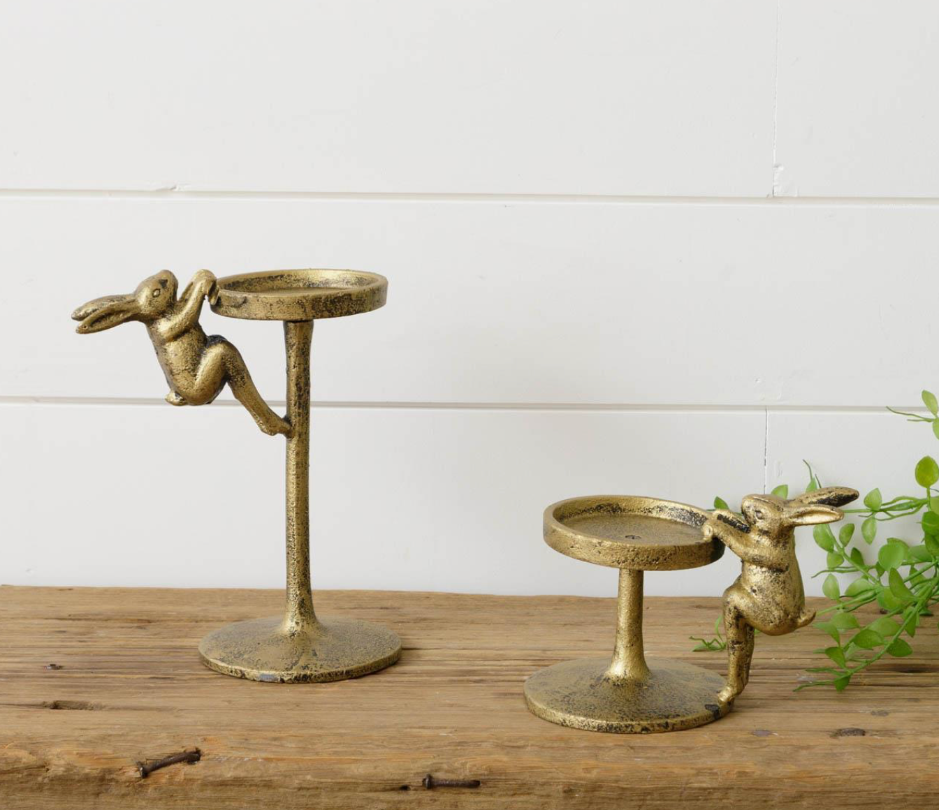Gold Rabbit Pillar Candle Holders (Set of 2)