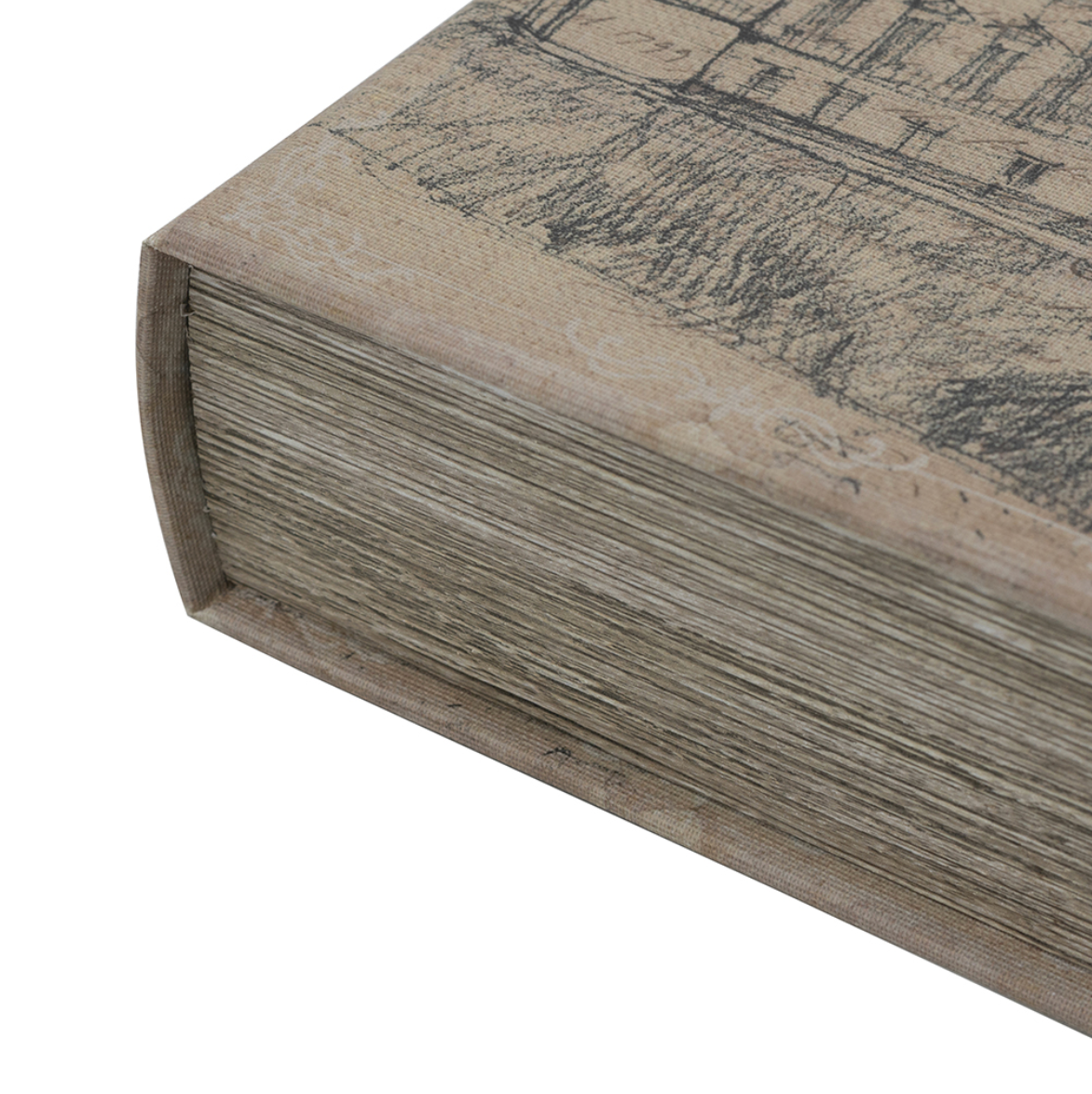 Decorative Book Boxes w/ Architectural Sketch Motifs (Set of 2)