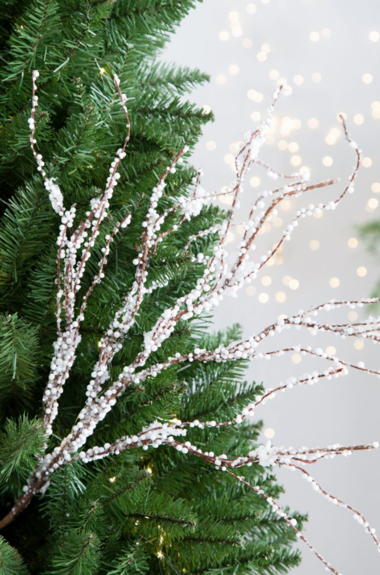 34" Snowy Berry/Twig Spray