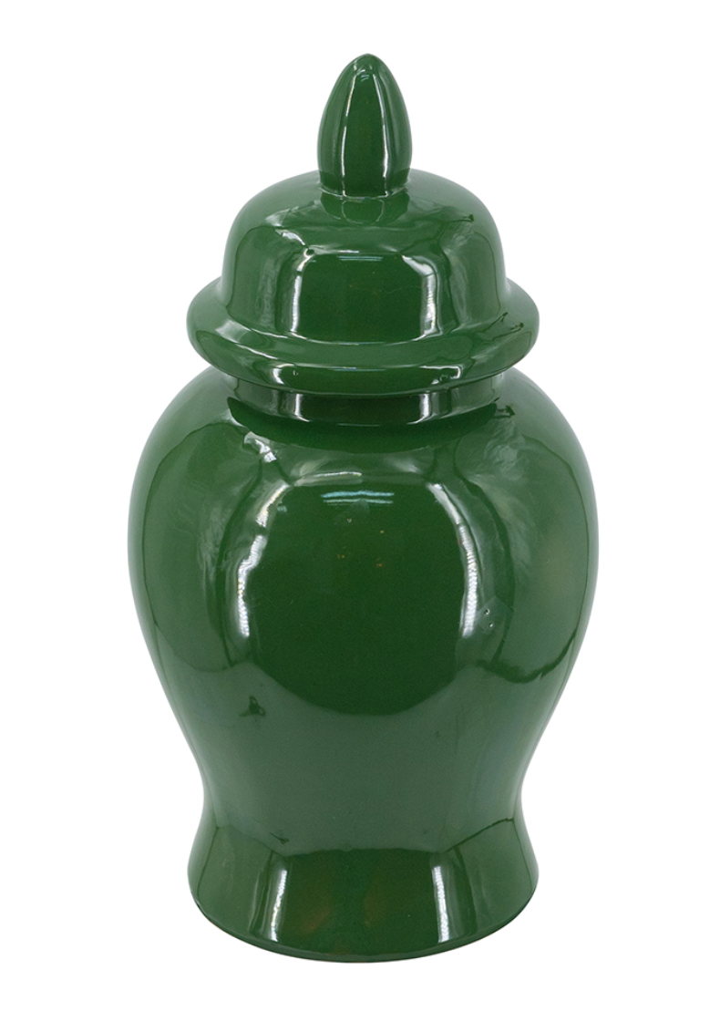6.3x12" Emerald Ceramic Ginger Jar