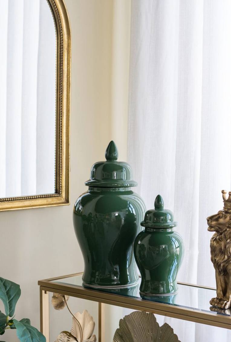 6.3x12" Emerald Ceramic Ginger Jar