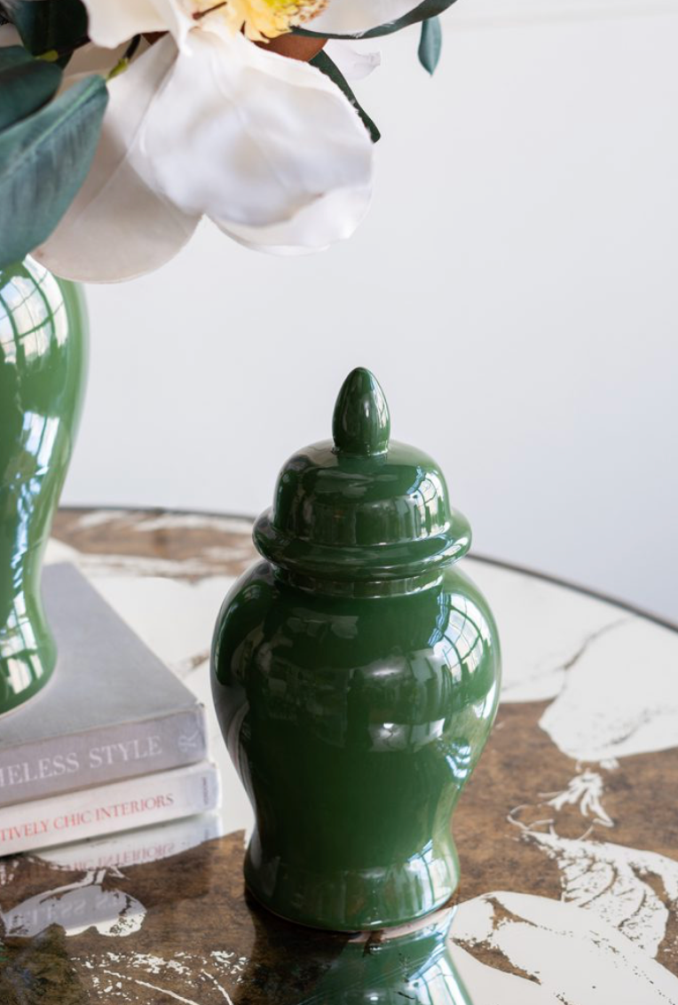 6.3x12" Emerald Ceramic Ginger Jar