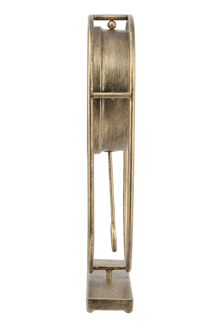 Vintage-Inspired Gold Table Gear Clock on Rectangle Stand