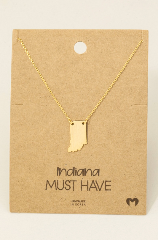 Indiana State Pendant Necklace - Gold