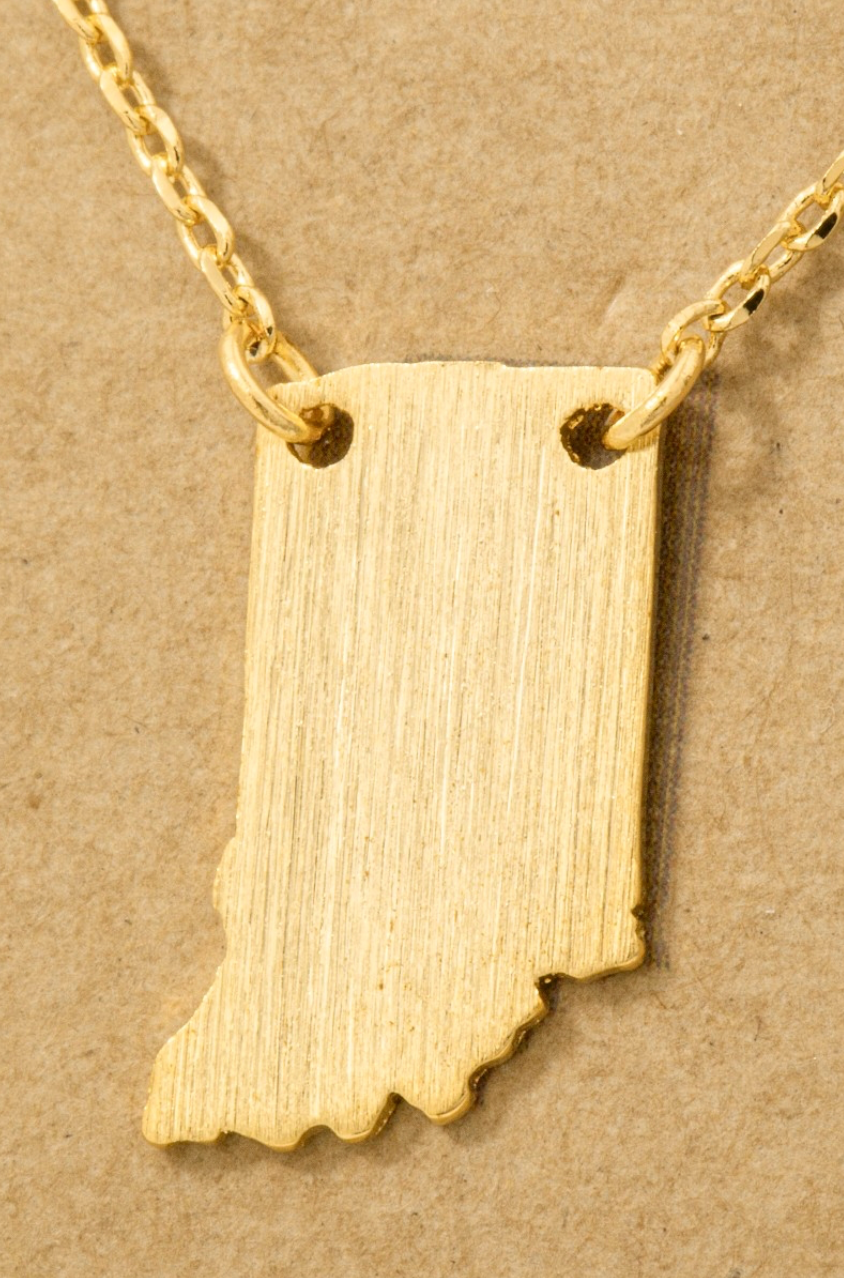 Indiana State Pendant Necklace - Gold