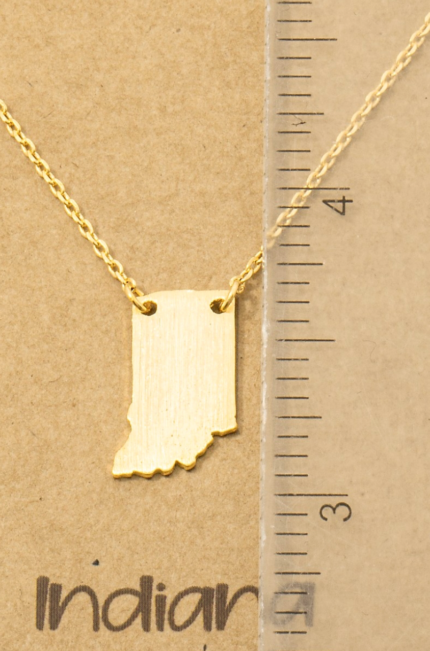 Indiana State Pendant Necklace - Gold