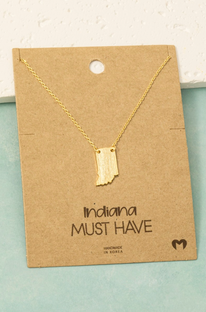 Indiana State Pendant Necklace - Gold