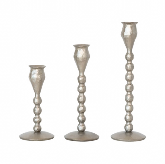 Hand-Forged Cast Iron Ball Taper Candle Holders (Set of 3)