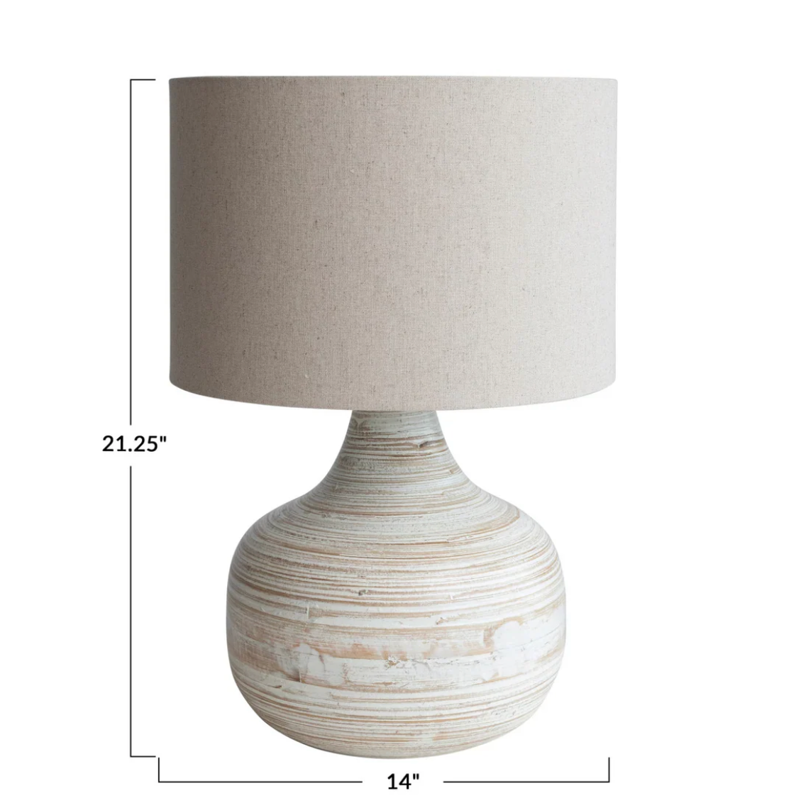 Whitewashed Bamboo Table Lamp w/ Linen Shade