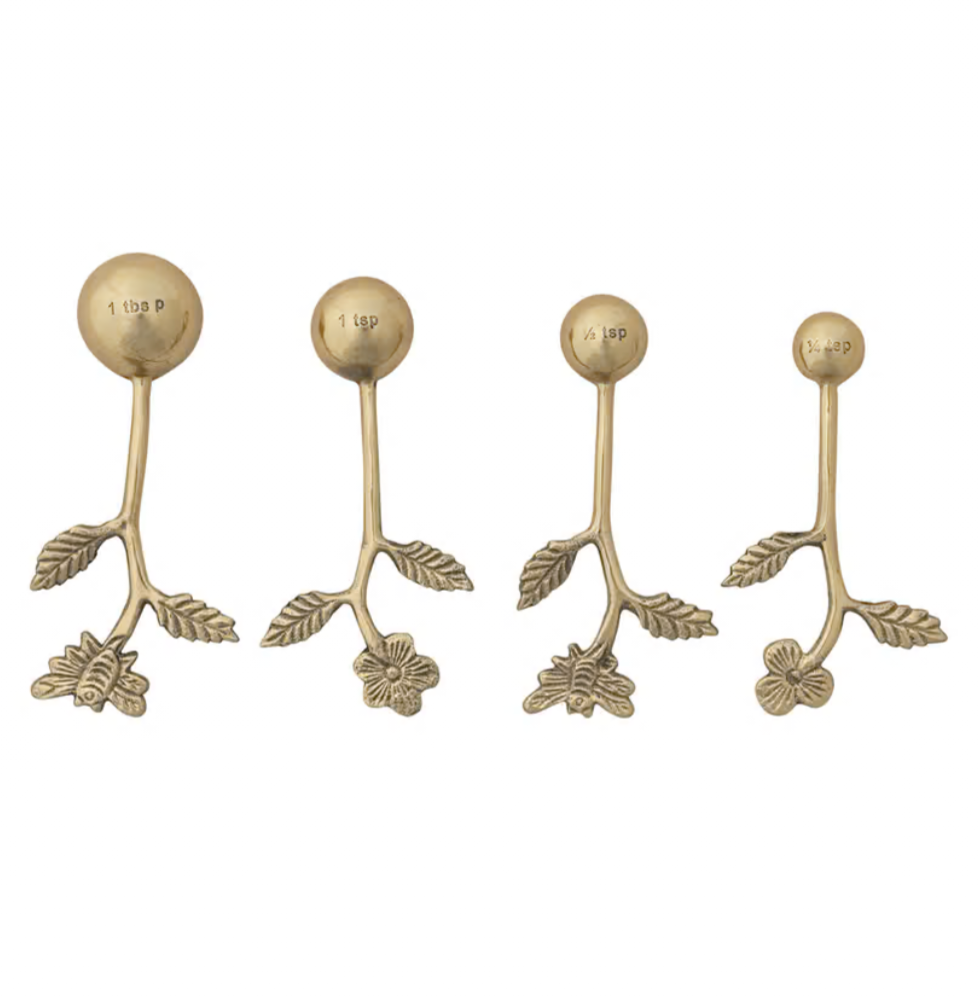 Cast Aluminum Measuring Spoons w/ Bee & Flower Handles (Set of 4)