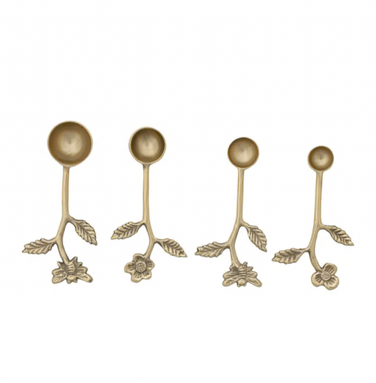 Cast Aluminum Measuring Spoons w/ Bee & Flower Handles (Set of 4)