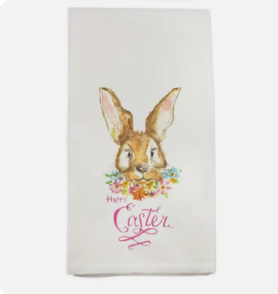 Rabbit Face w/ Flowers Dish Towel