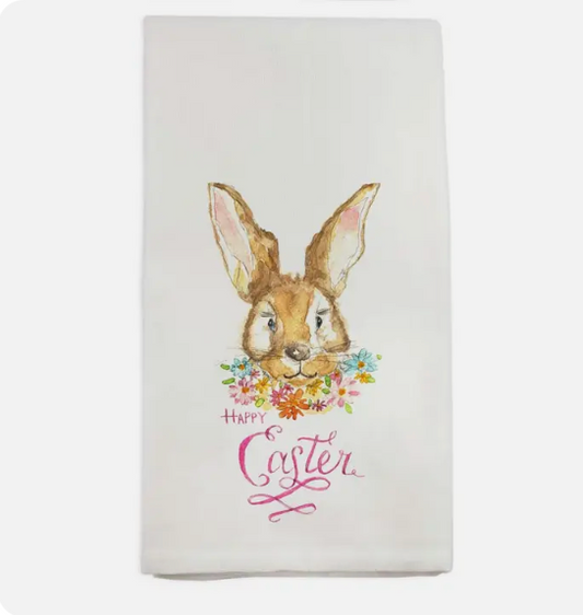 Rabbit Face w/ Flowers Dish Towel