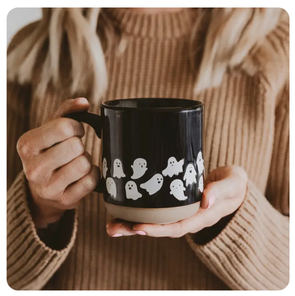Ghosts Pattern Stoneware Mug 14 oz