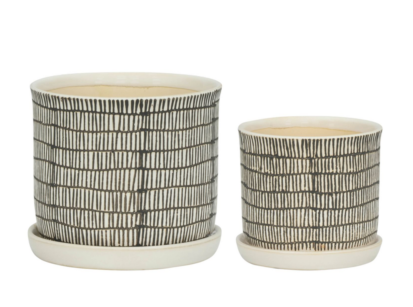 Ivory Ceramic Planter w/ Built-In Saucer (2 Sizes)