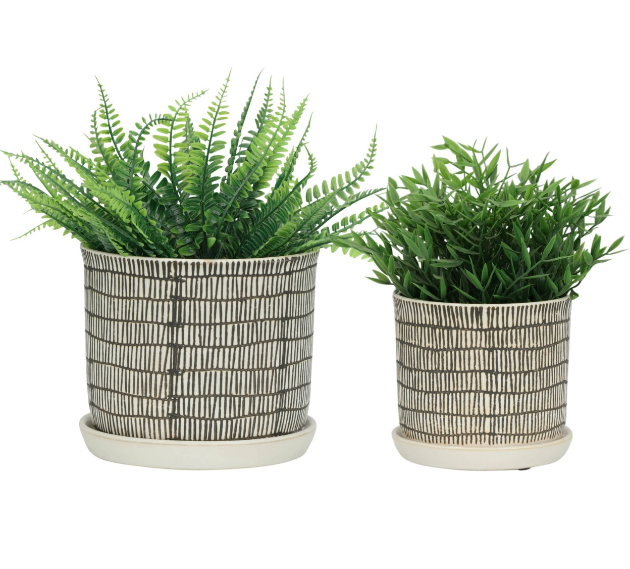 Ivory Ceramic Planter w/ Built-In Saucer (2 Sizes)