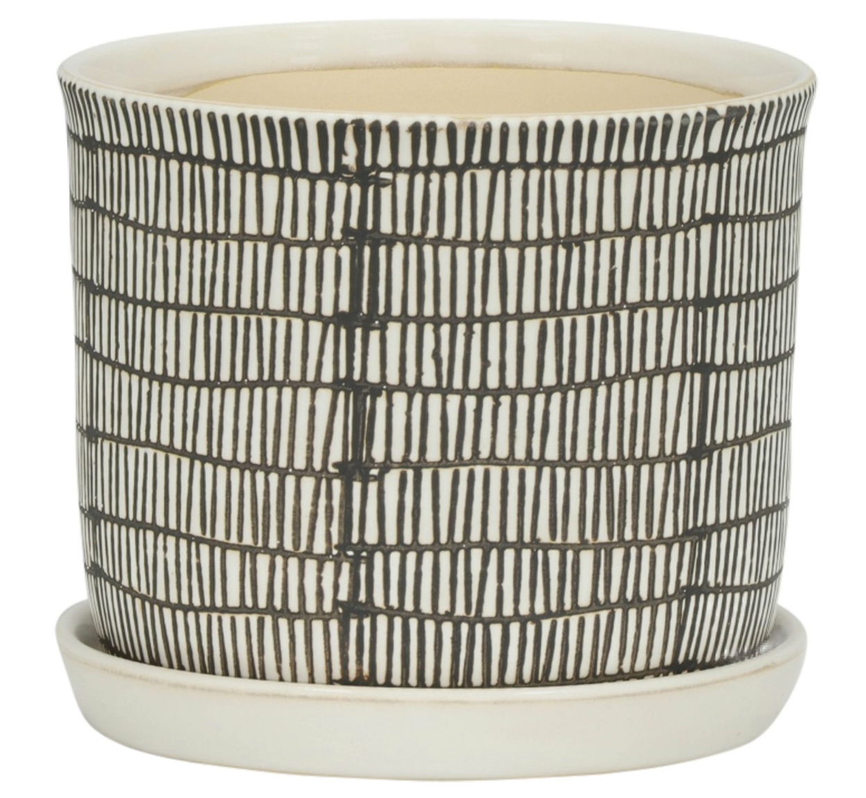 Ivory Ceramic Planter w/ Built-In Saucer (2 Sizes)
