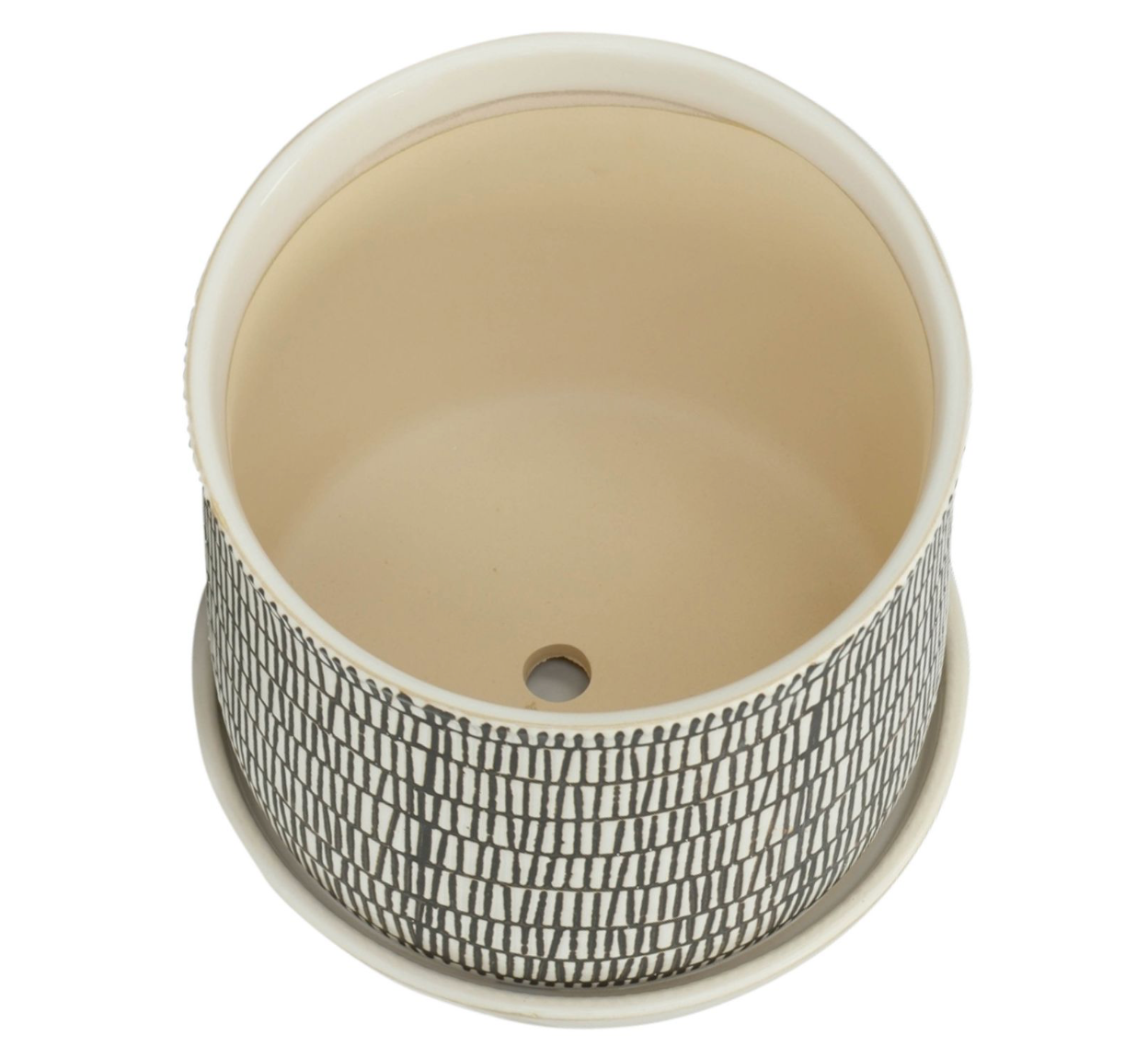 Ivory Ceramic Planter w/ Built-In Saucer (2 Sizes)