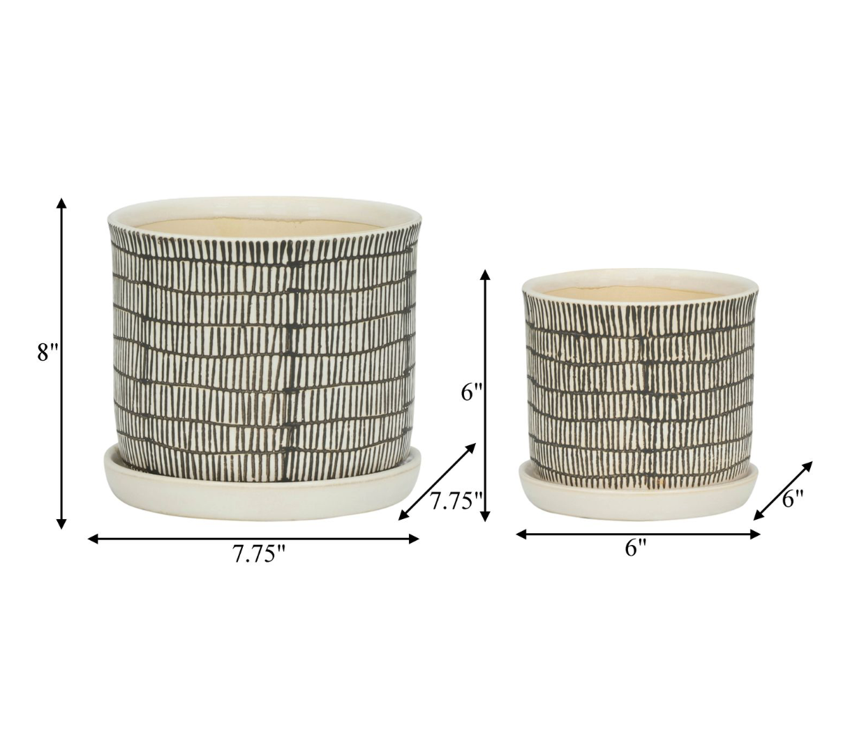 Ivory Ceramic Planter w/ Built-In Saucer (2 Sizes)